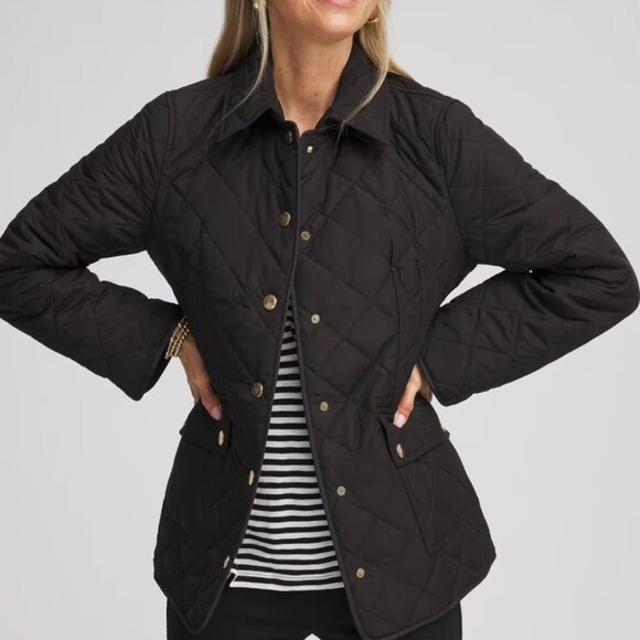 nwt CHICO'S mid length quilted snap front barn coat medium - Picture 1 of 2
